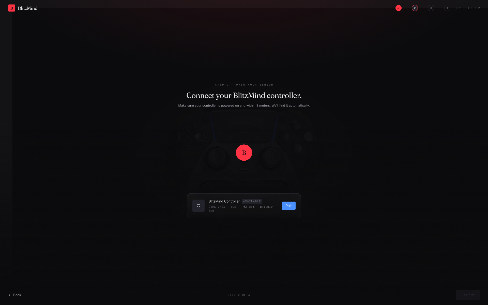 Onboarding — pair controller