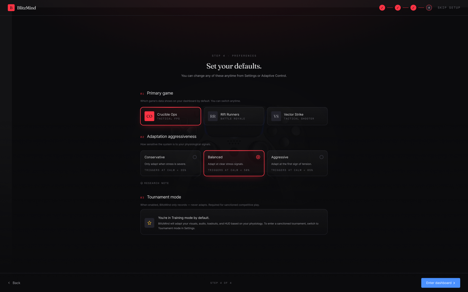 Onboarding — preferences